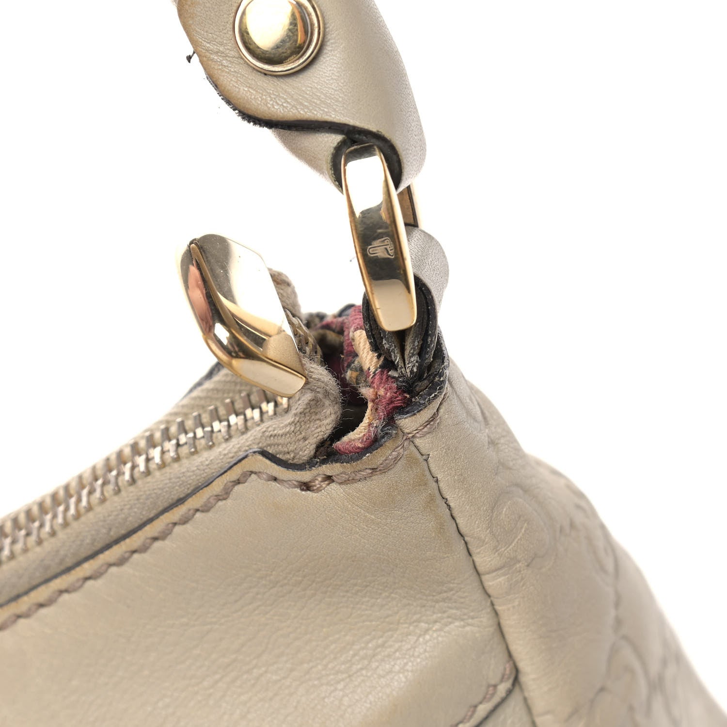 Gucci Guccissima Large D Gold Ring Hobo Off White 16 of 19