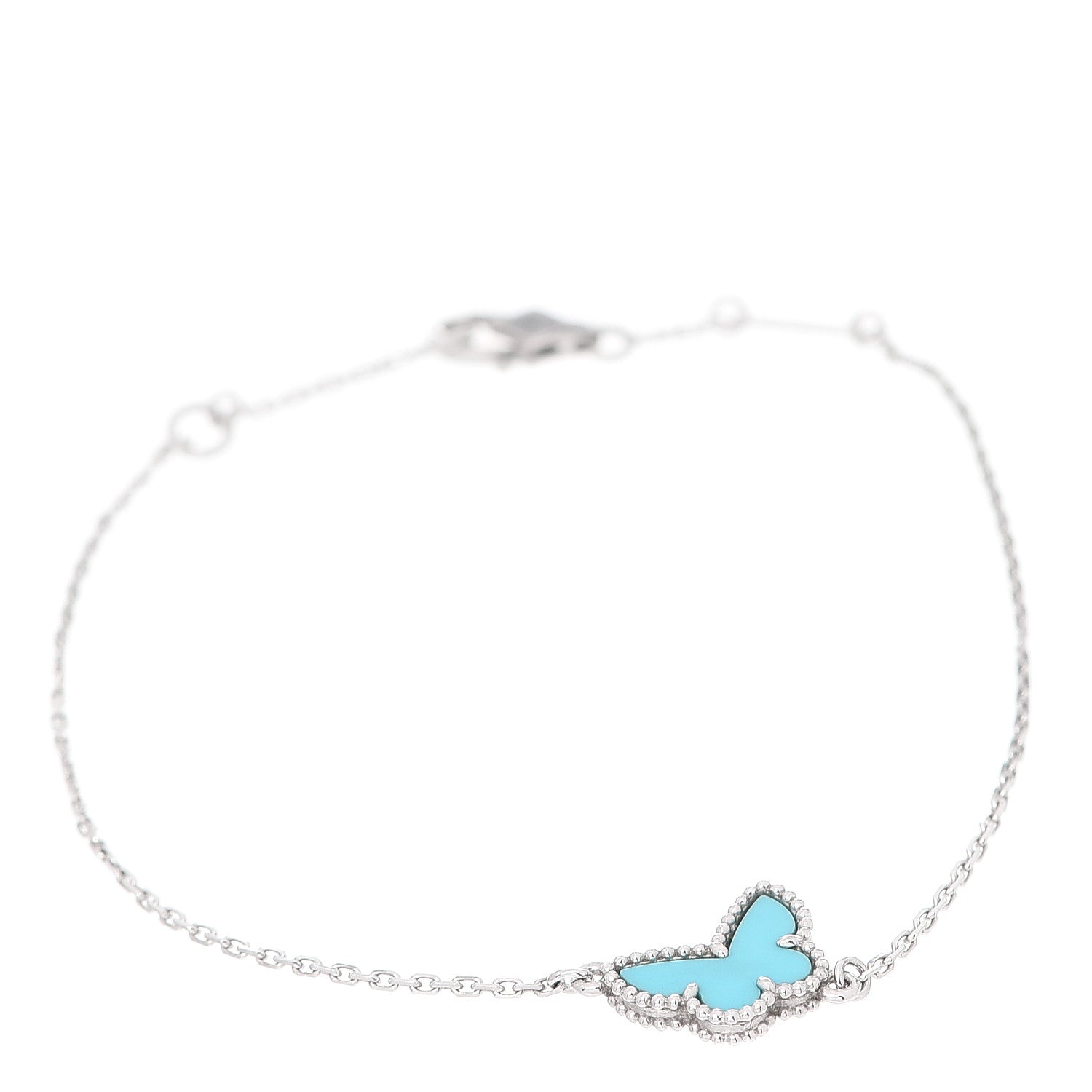 Van Cleef & Arpels 18K White Gold Turquoise Sweet Alhambra Butterfly Bracelet 1 of 7