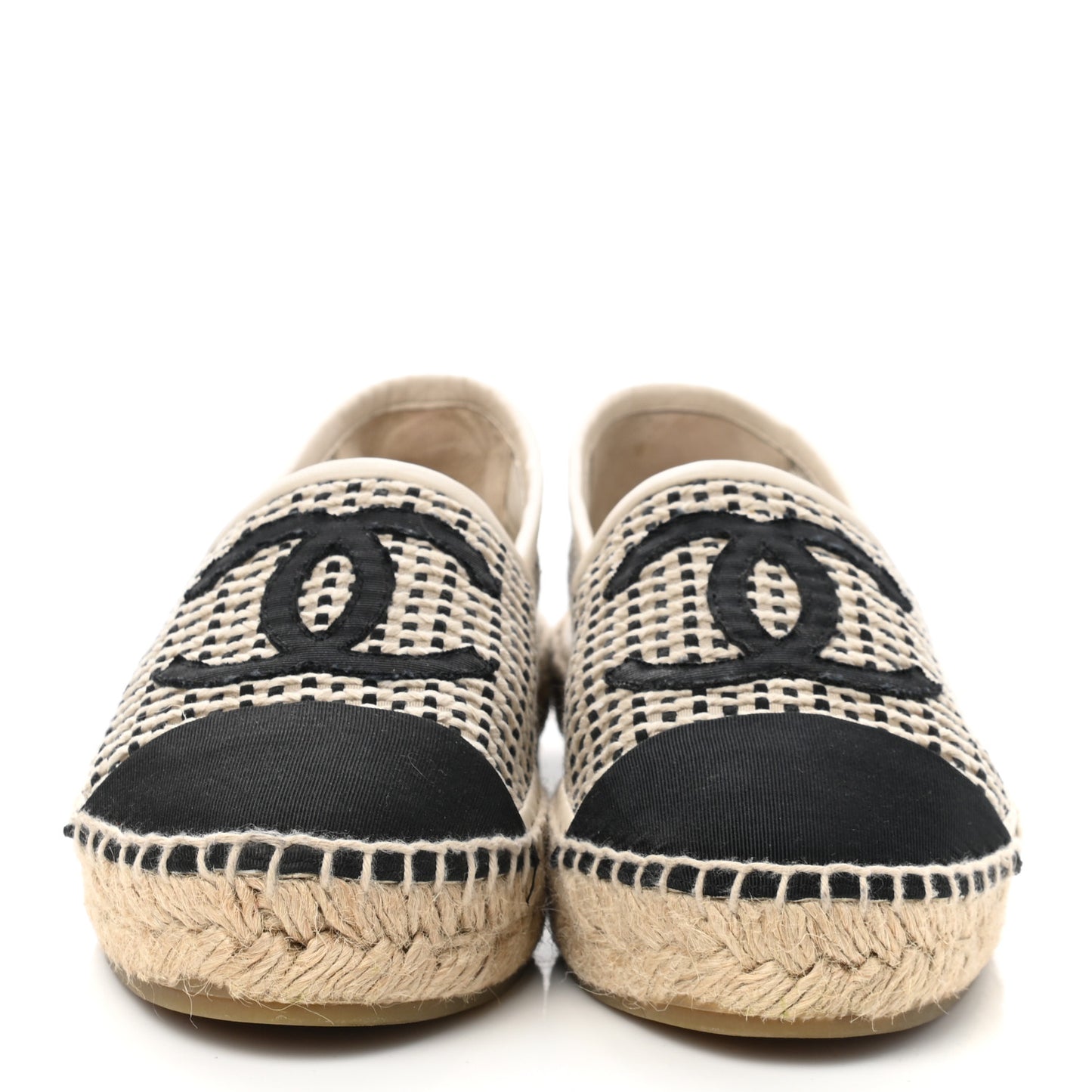 Mesh Grosgrain CC Espadrilles 37 Beige Black