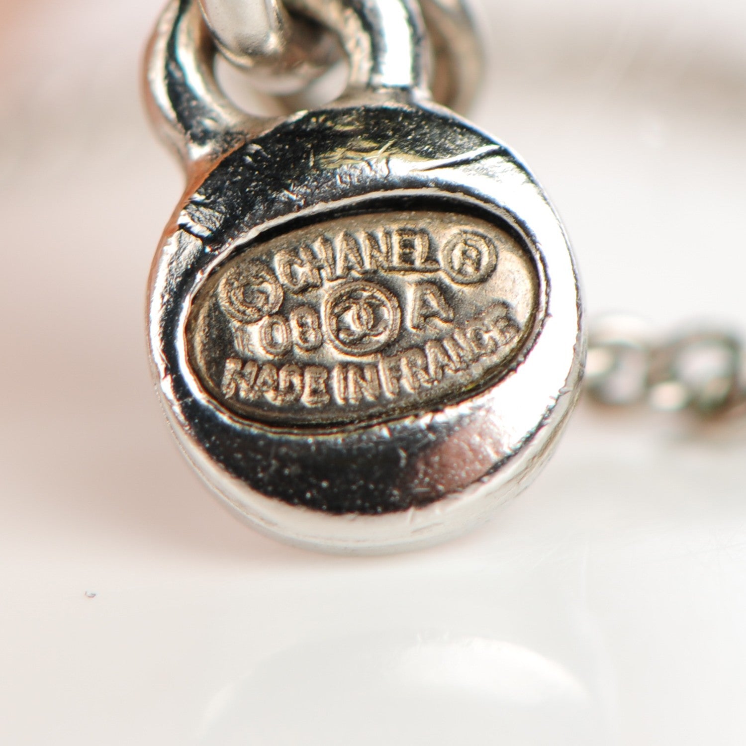 Chanel Crystal Camellia CC Necklace Silver 5 of 6