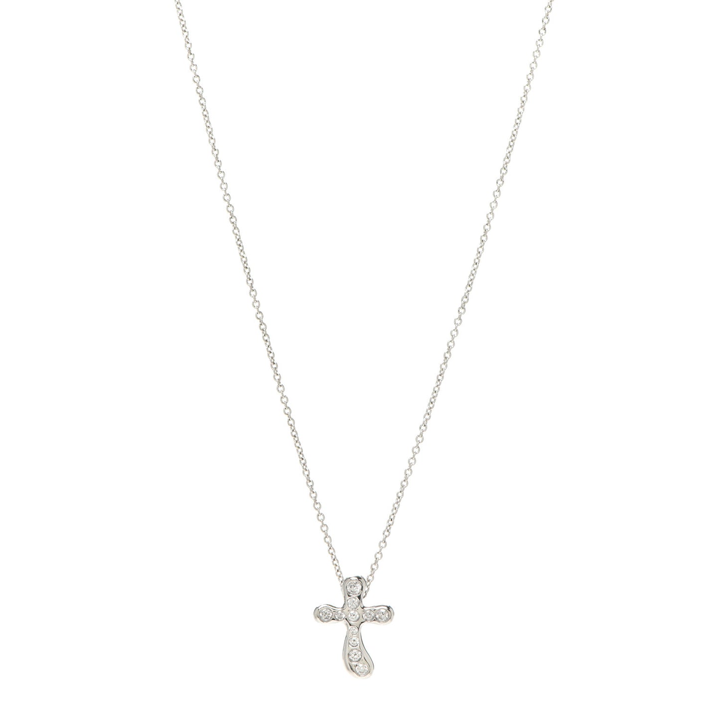 Platinum Diamond 11mm Elsa Peretti Cross Pendant Necklace
