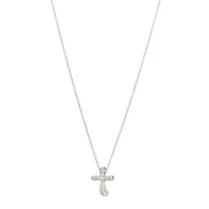 Tiffany Platinum Diamond 11mm Elsa Peretti Cross Pendant Necklace 1 of 5
