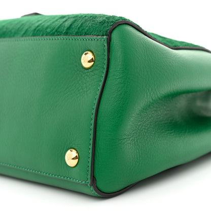 Fendi Calfskin Calf Hair Crocodile Embossed Petite 2Jours Tote Emerald 9 of 9