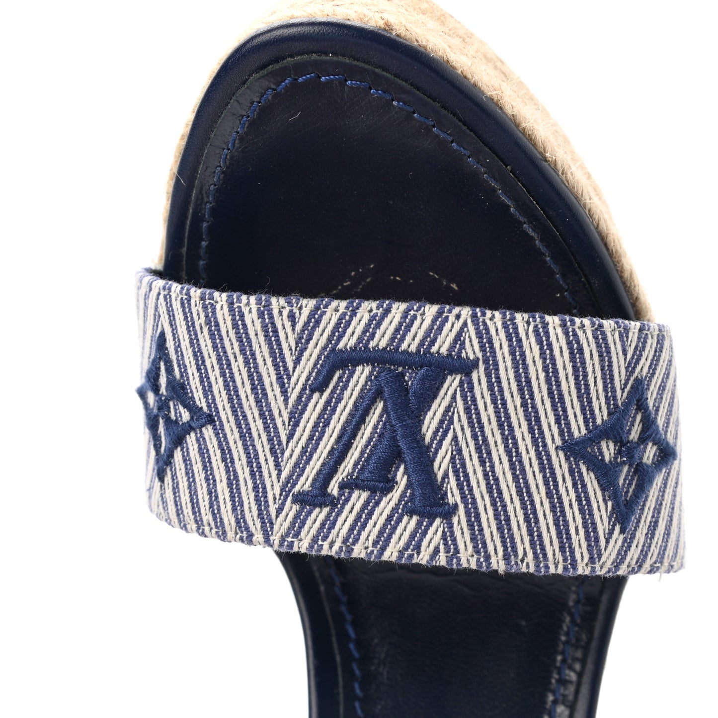 Calfskin Canvas Monogram Sail Away Wedge Sandal 38 Marine
