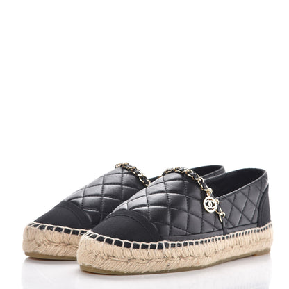 Chanel Lambskin Quilted CC Chain Espadrilles 36 Black 3 of 10