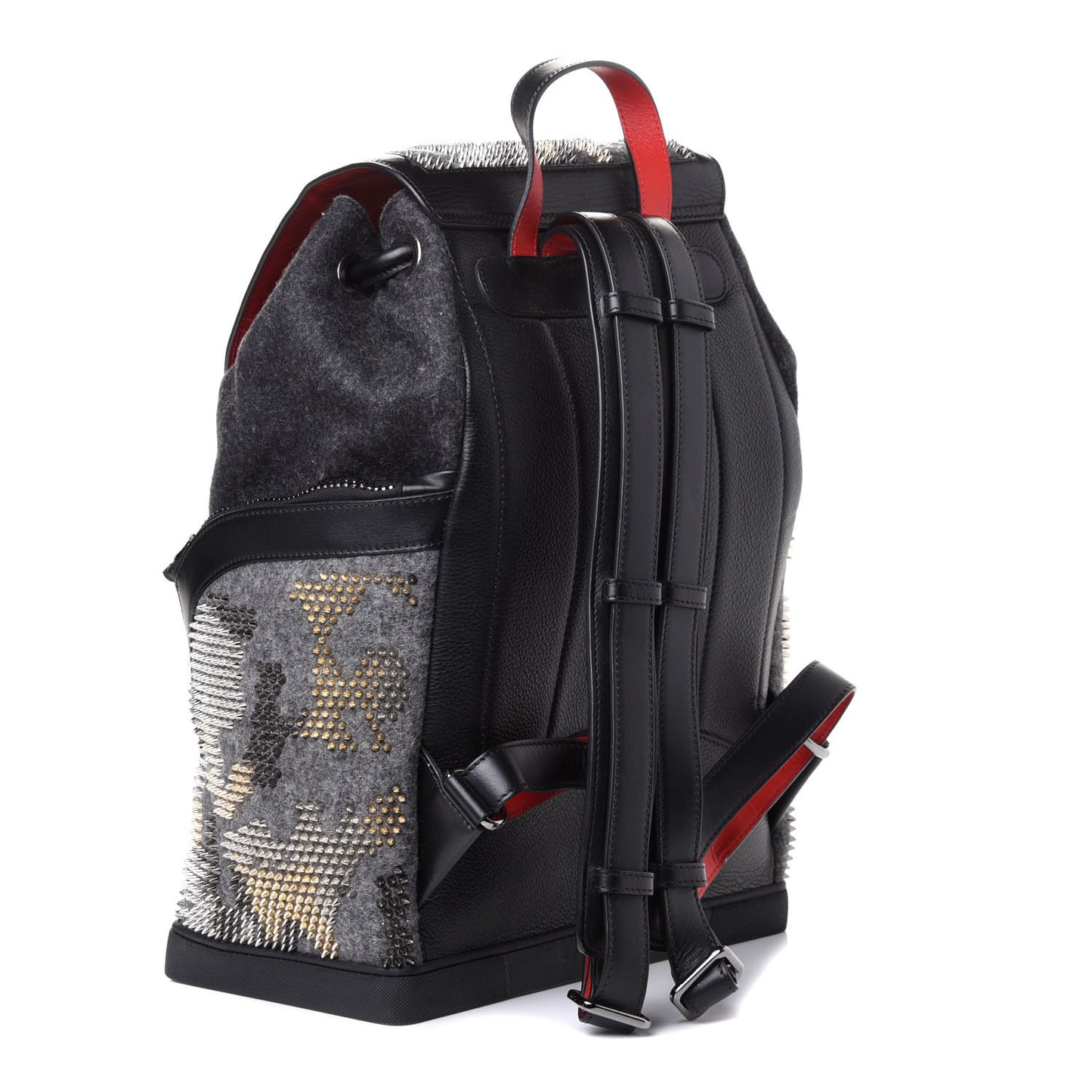 Wool Calfskin Spikes Camouflage Explorafunk Backpack Grey