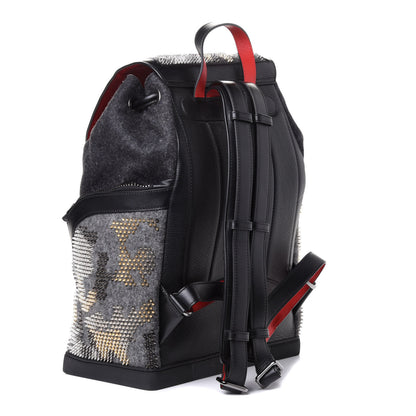 Christian Louboutin Wool Calfskin Spikes Camouflage Explorafunk Backpack Grey 2 of 4