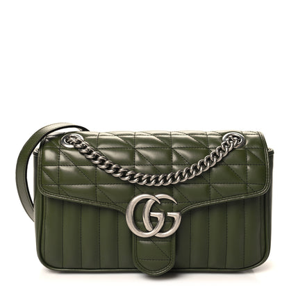 Gucci Calfskin Matelasse Aria Small GG Marmont Shoulder Bag Military Wood 1 of 10