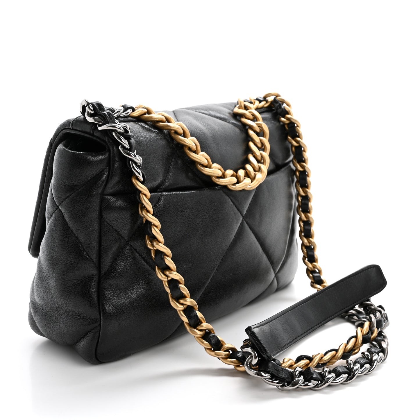 Goatskin Quilted Medium Chanel 19 Flap Black