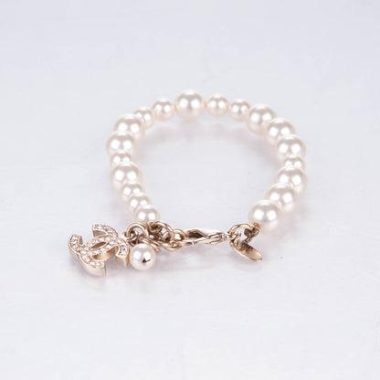 Chanel Crystal Pearl CC Bracelet Gold 3 of 6
