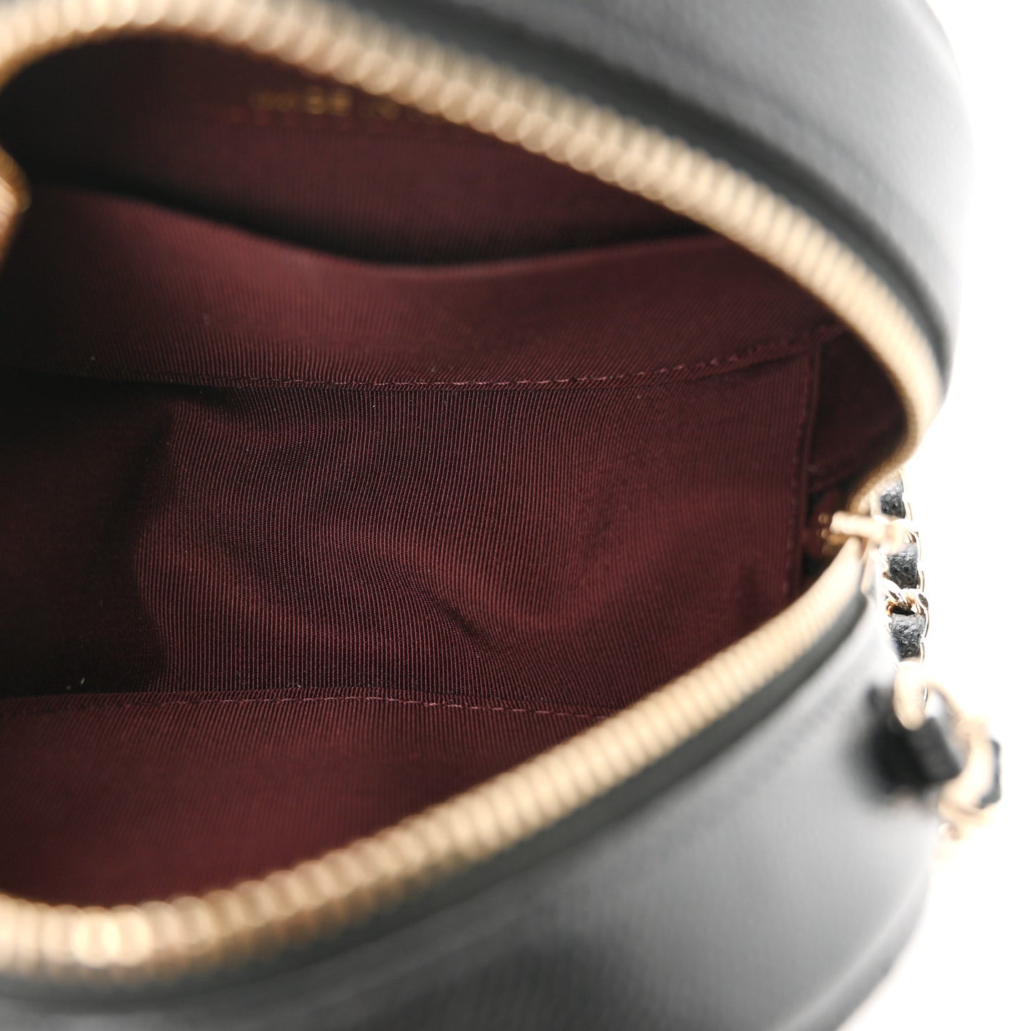 Caviar Quilted Round Clutch With Chain  Black