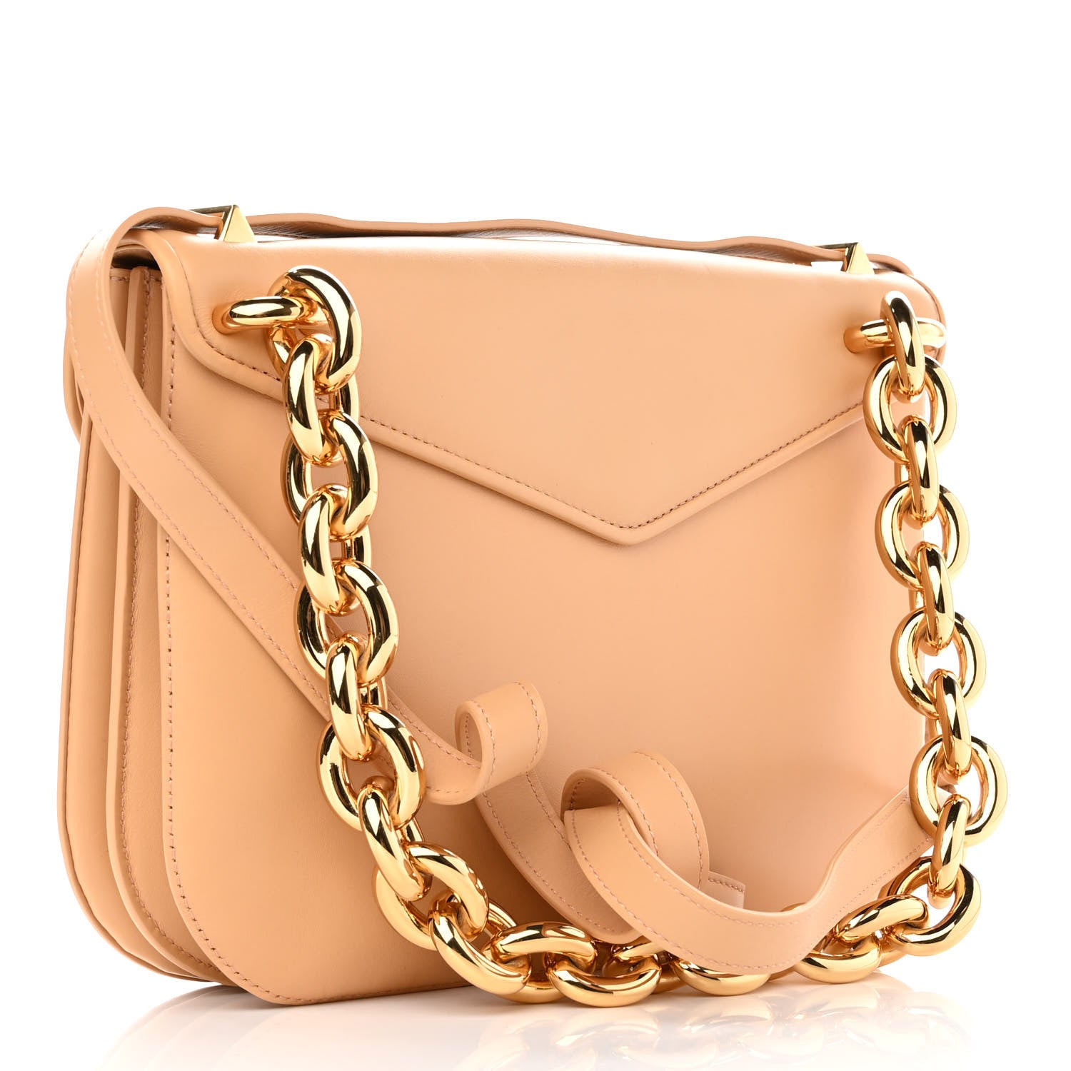 Bottega Veneta Calfskin Mount Envelope Bag Almond 3 of 9