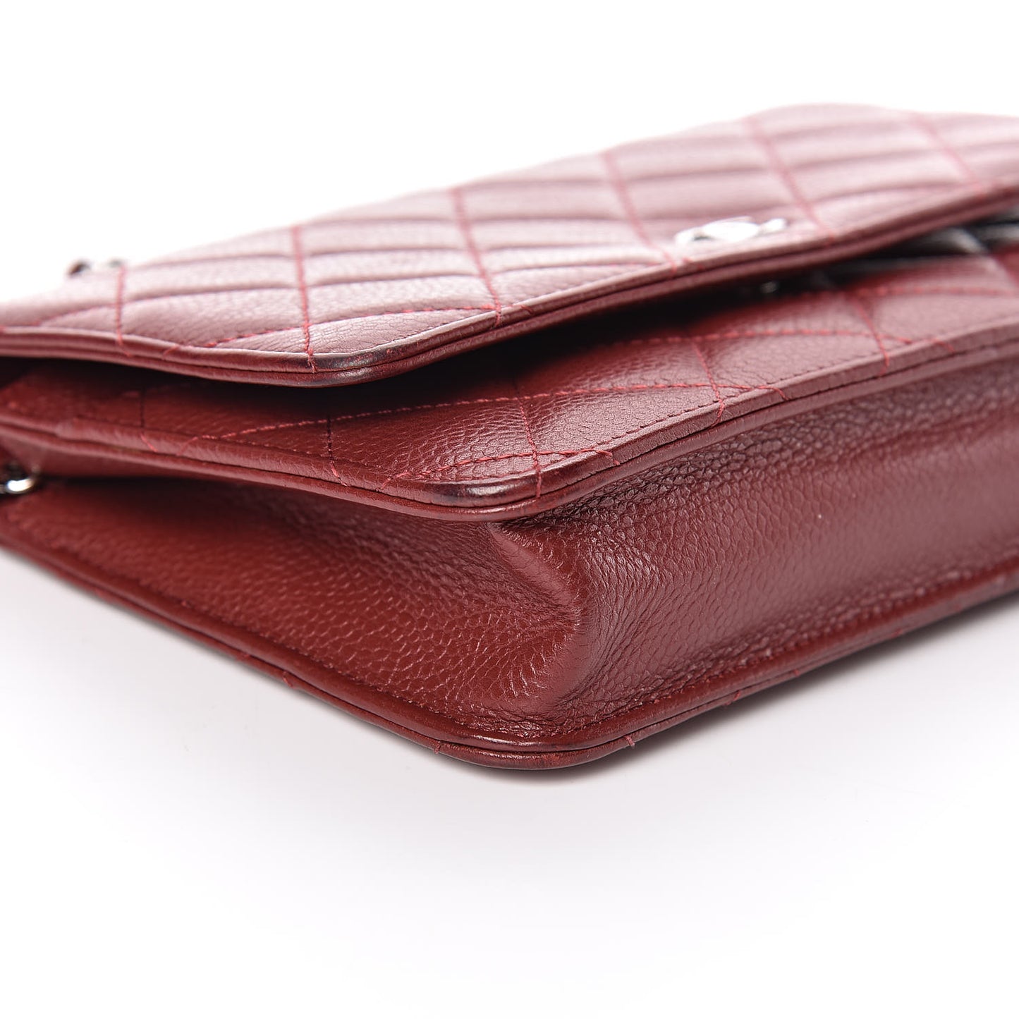 Caviar Quilted Wallet On Chain WOC Dark Red