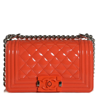 Chanel Patent Quilted Small Boy Flap Plexiglass Orange 1 of 8