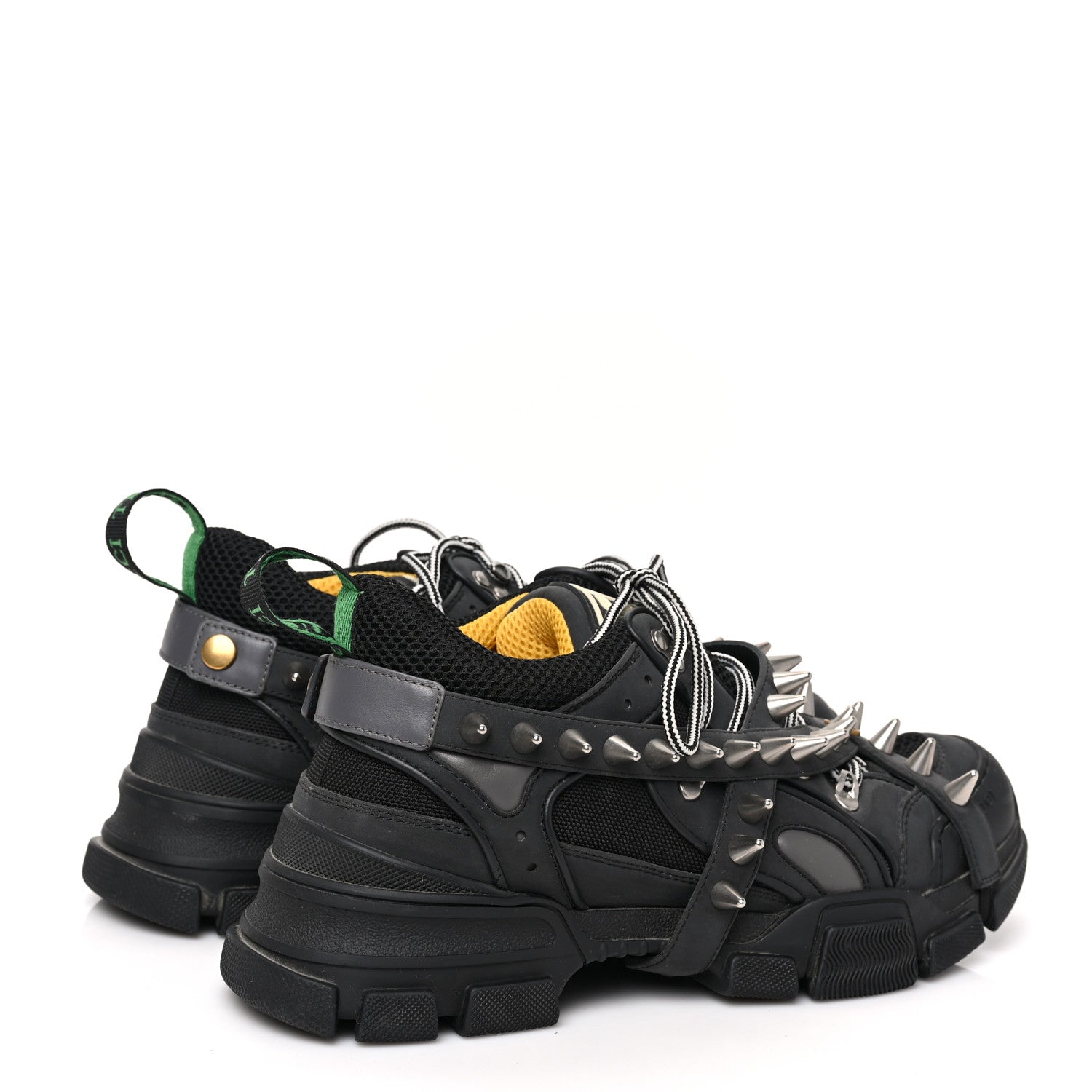 Gucci X SEGA Reflective Fabric Technical Canvas Removable Studs Mens Flashtrek Sneakers 8.5 Black 4 of 7