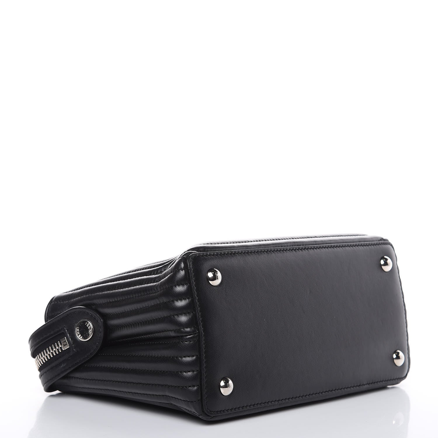 Fendi Shiny Nappa Trapuntata Chain Small DotCom Click Chain Satchel Black 4 of 16