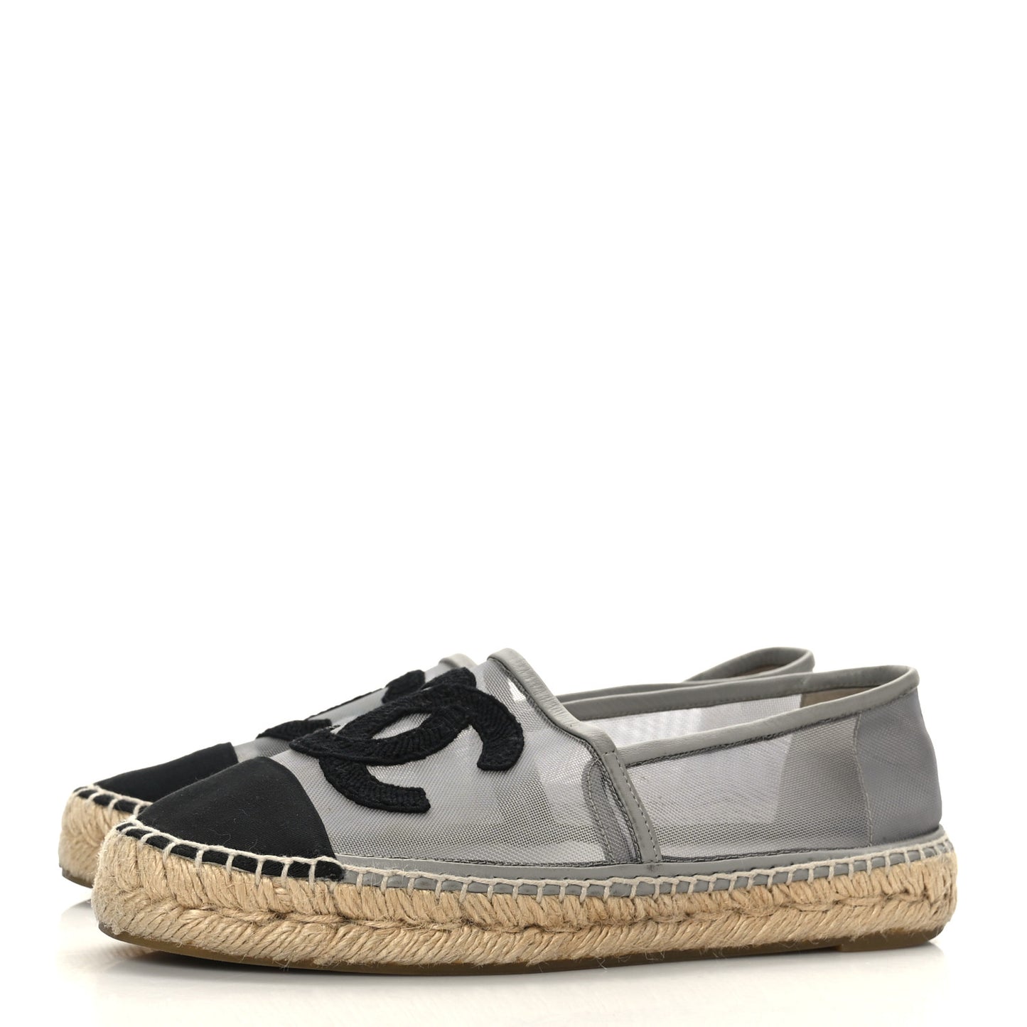Mesh Grosgrain CC Espadrilles 36 Grey