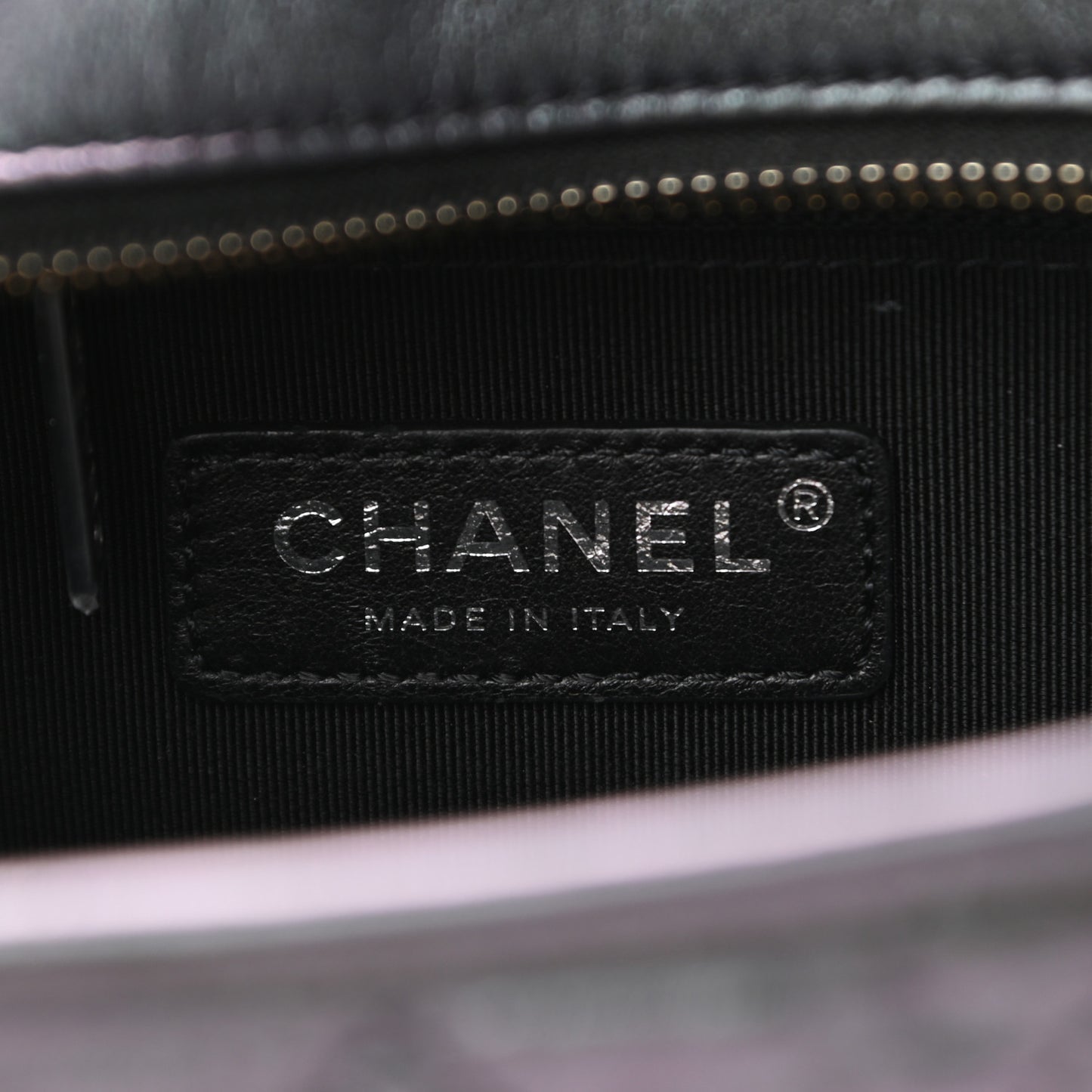 Iridescent Aged Calfskin Quilted Small Gabrielle Hobo Black