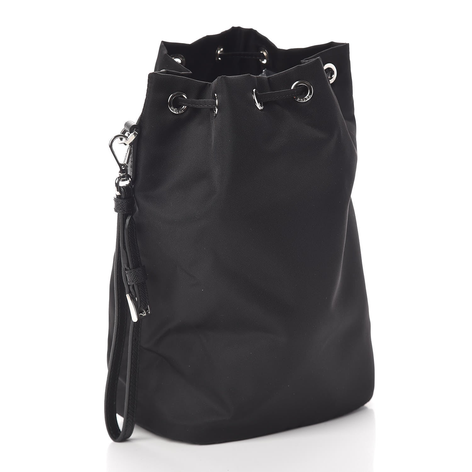 Prada Saffiano Tessuto Nylon Vela Bucket Wristlet Black 3 of 8
