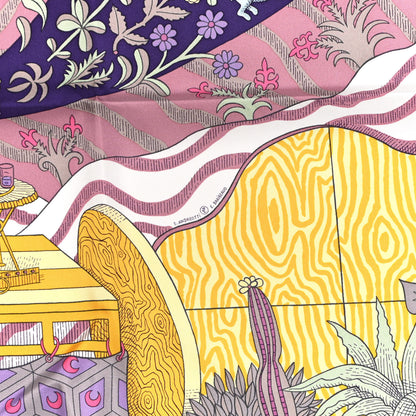 Hermes Silk Le Premier Chant Scarf 90 Violet Bleu Glacier 6 of 6