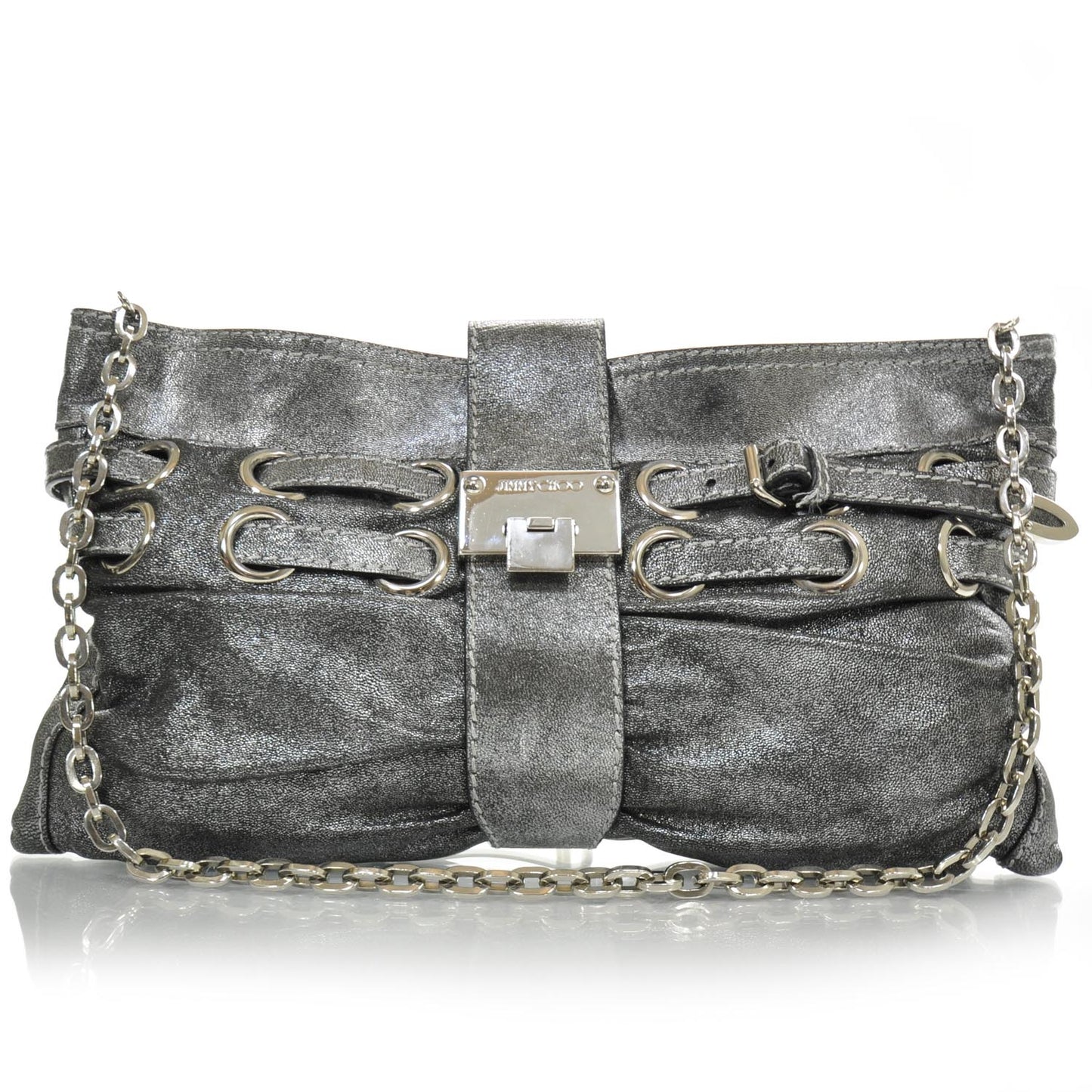 Leather Convertible Rio Oversized Clutch Metallic