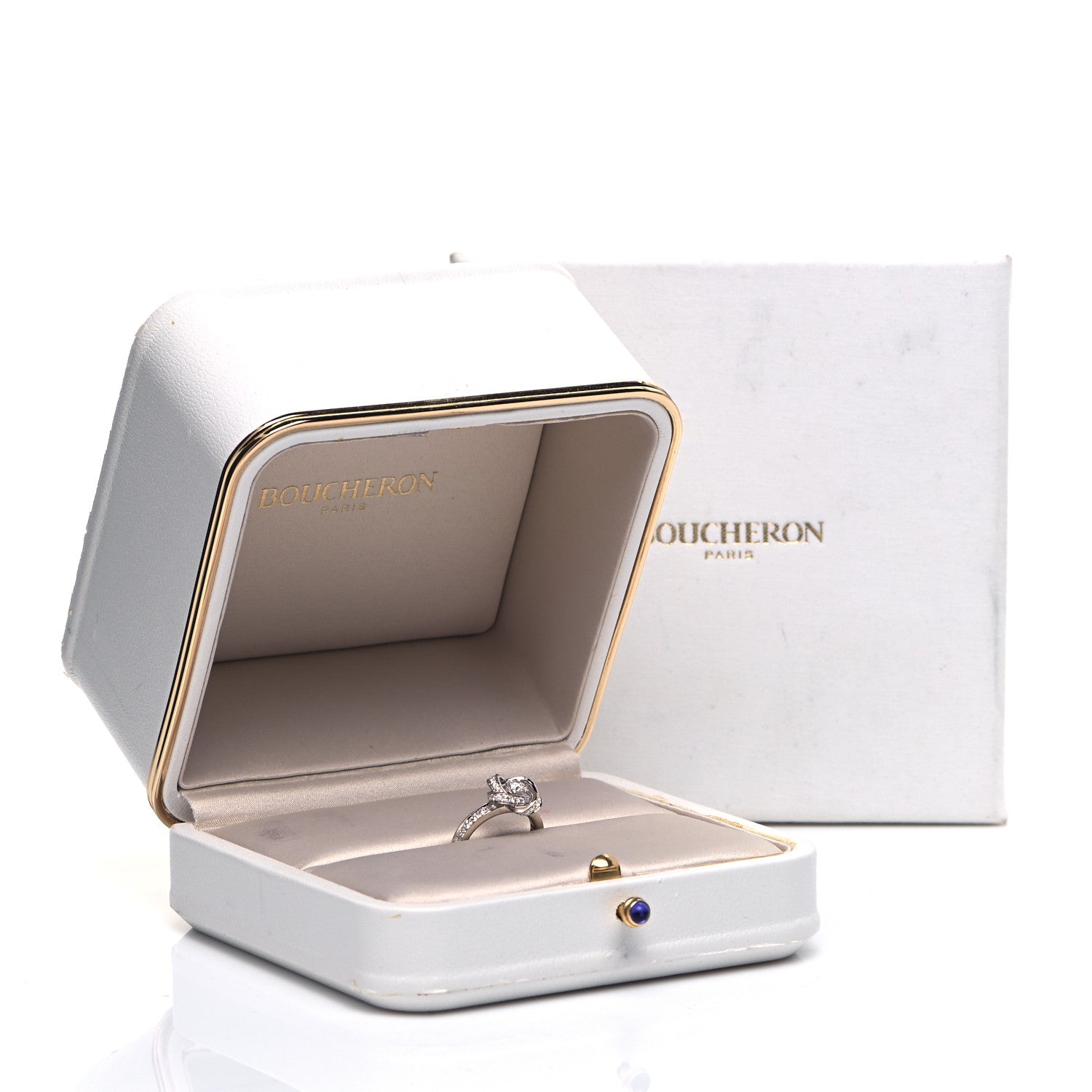 Boucheron 18K White Gold Diamond Pivoine Ring 50 5.25 8 of 8