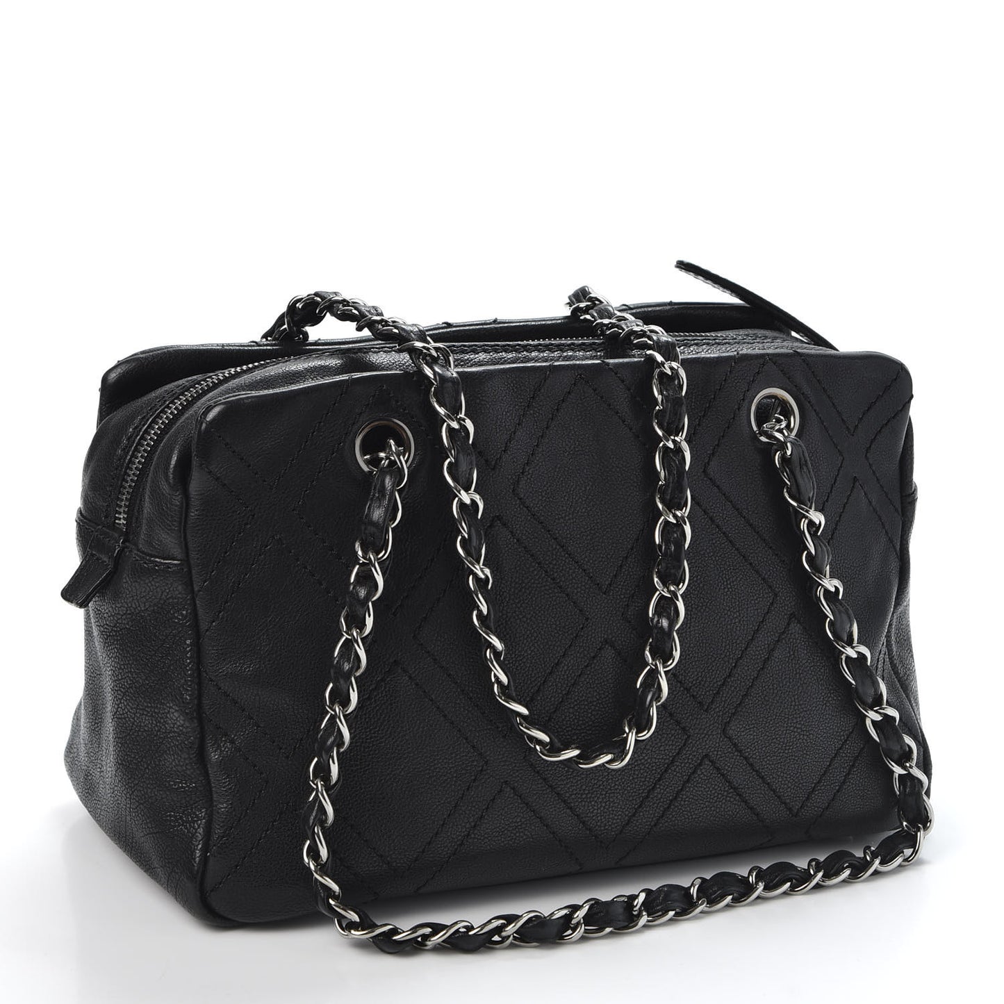 Calfskin Small Diamond Stitch Tote Black
