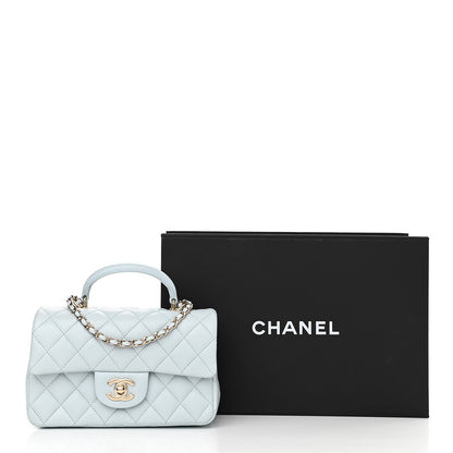 Chanel Lambskin Quilted Mini Top Handle Rectangular Flap Light Blue 11 of 11