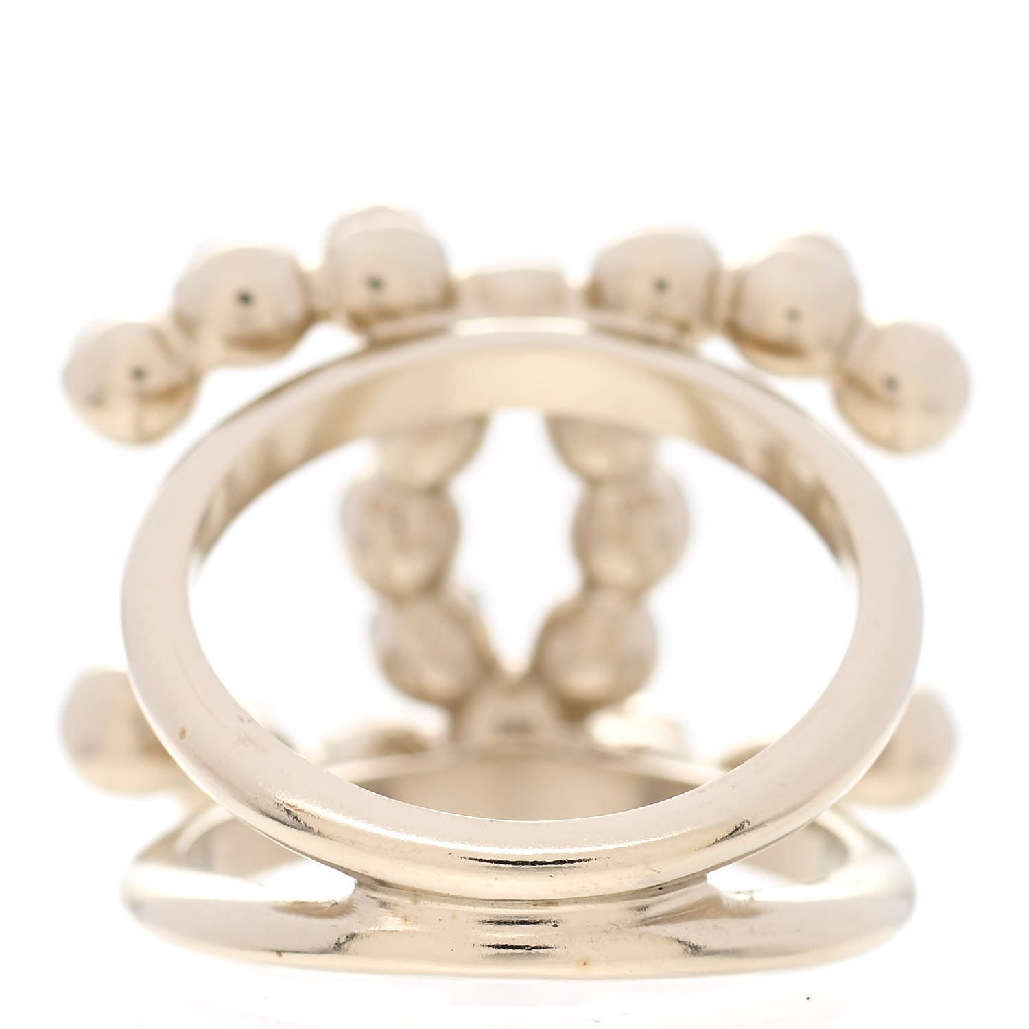 Chanel Crystal Pearl CC Ring 6.5 Gold 3 of 4