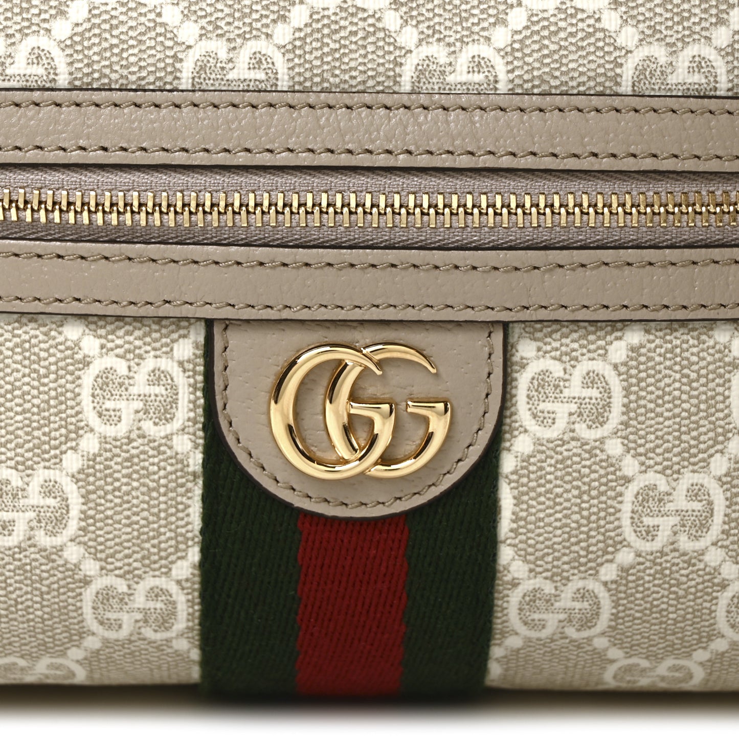 GG Supreme Monogram Textured Dollar Calfskin Mini Ophidia Shoulder Bag Beige Mystic White Oatmeal