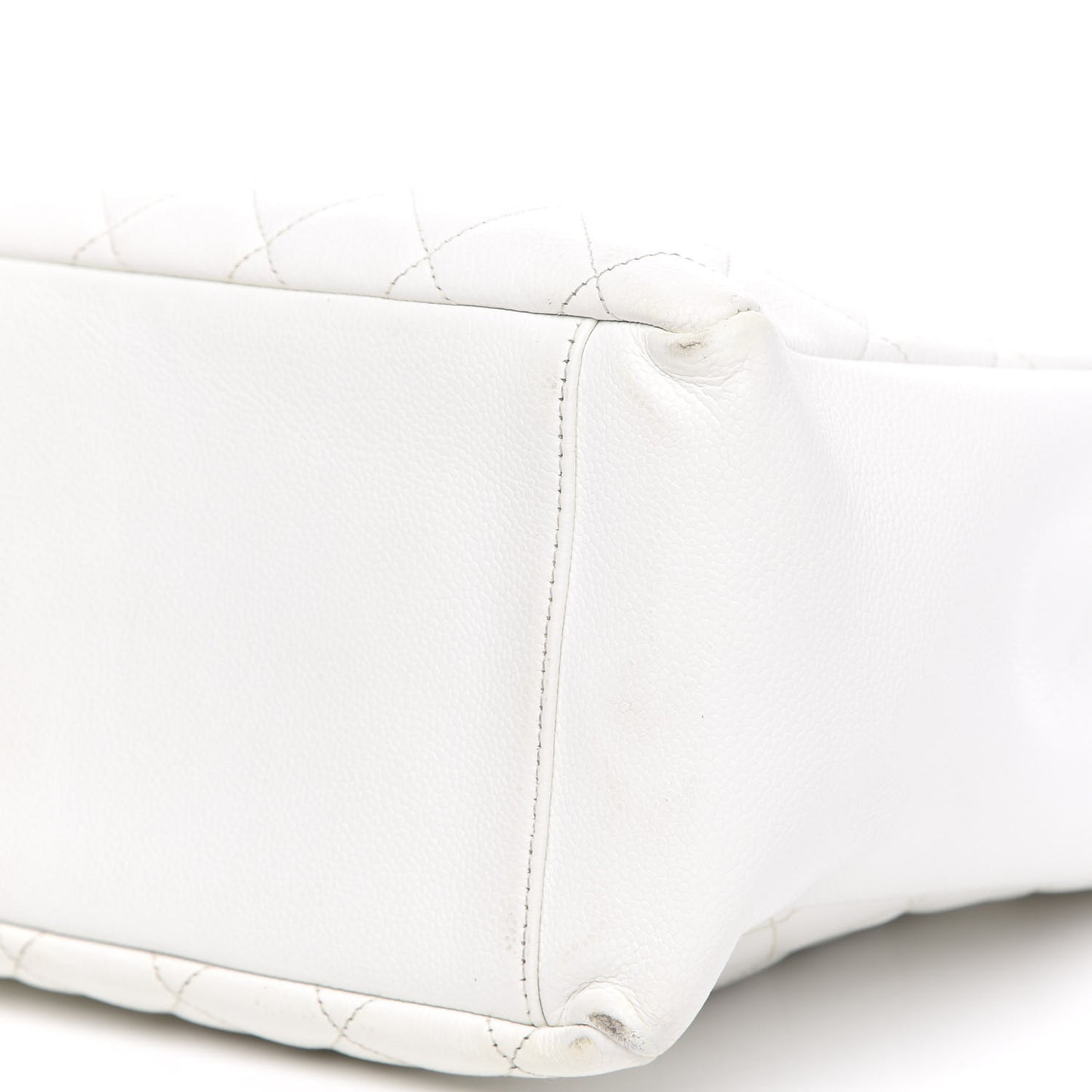 Caviar Quilted Grand Shopping Tote GST White