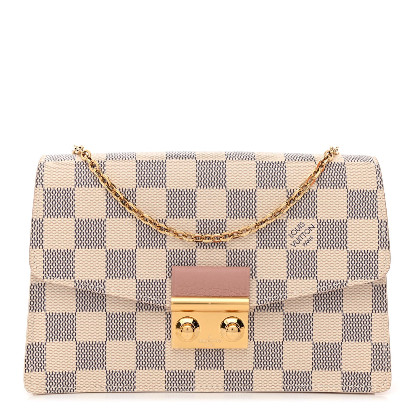 Damier Azur Croisette Chain Wallet Rose Ballerine