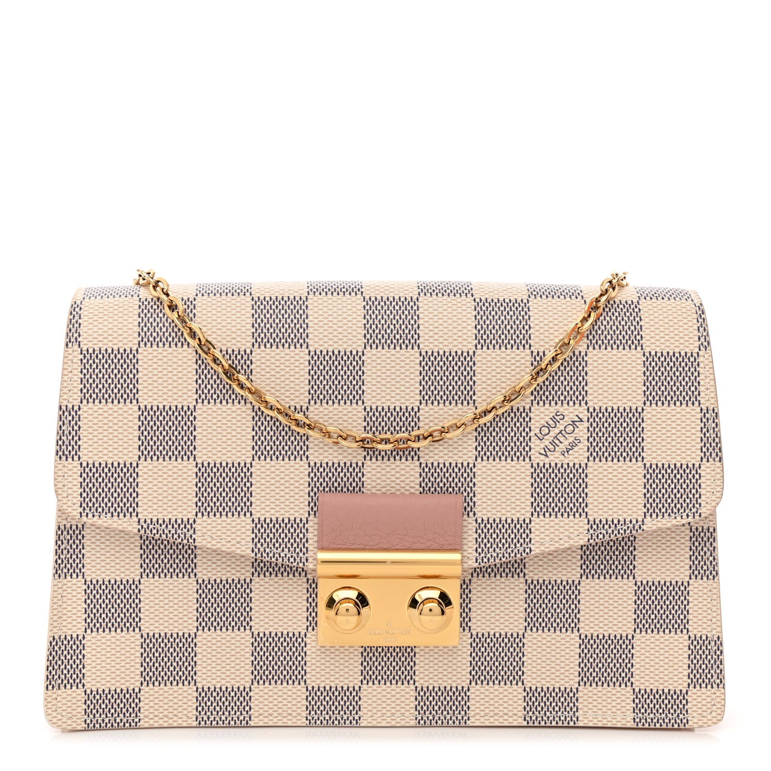 Louis Vuitton Damier Azur Croisette Chain Wallet Rose Ballerine 1 of 10