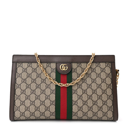 Gucci GG Supreme Monogram Web Medium Ophidia Chain Shoulder Bag Brown 1 of 11