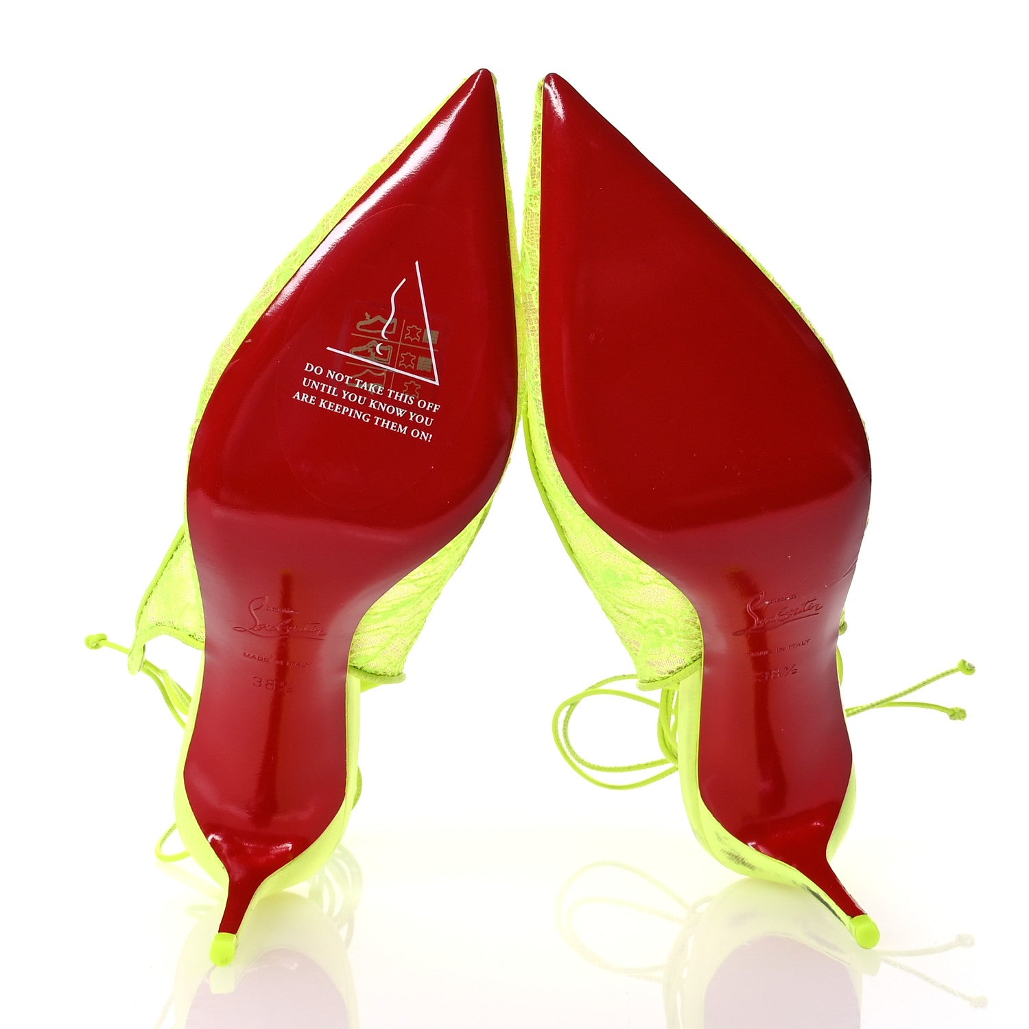 Christian Louboutin Kate Lace 85 Pumps 38.5 Neon Yellow 6 of 8
