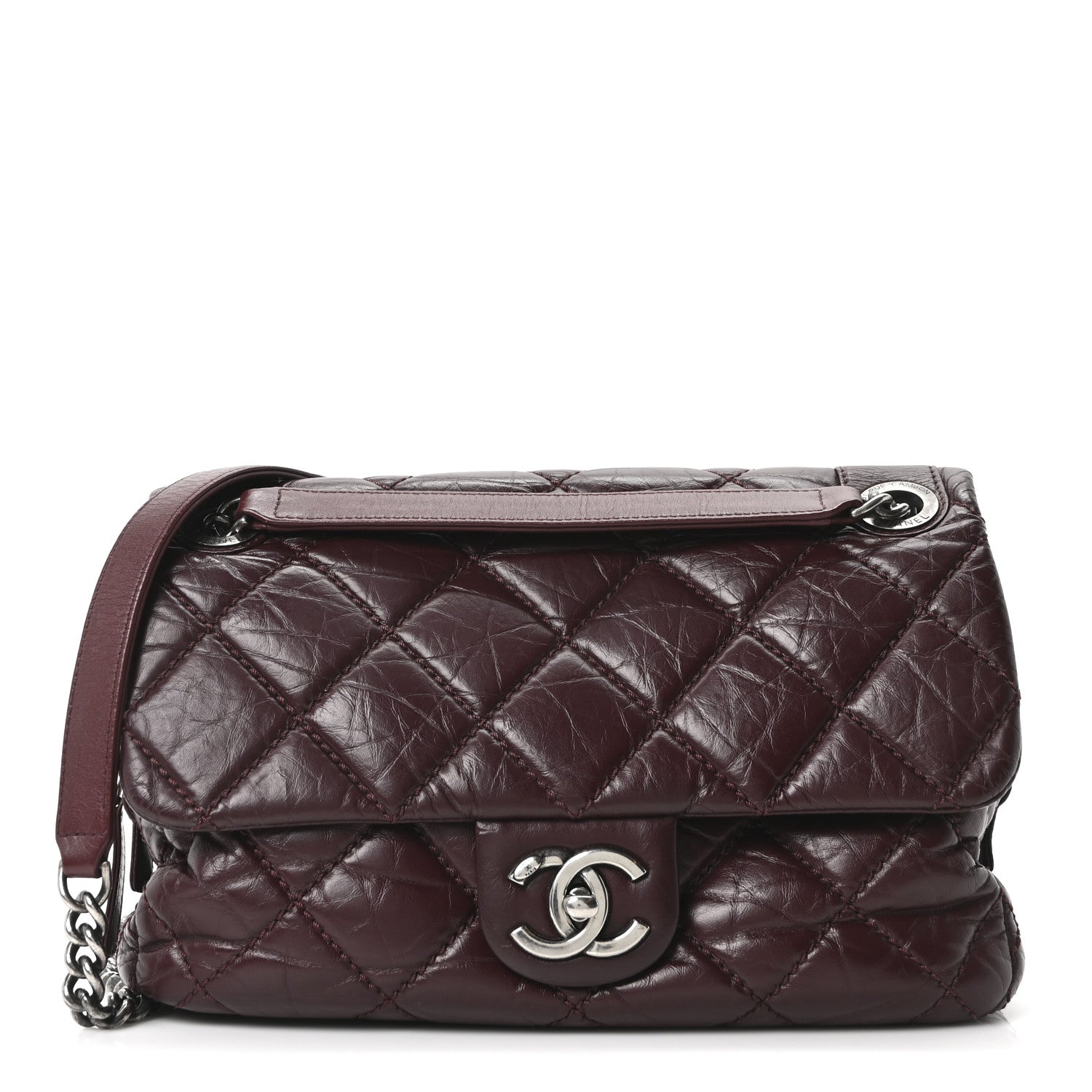 Chanel Aged Calfskin Medium New Portobello Flap Burgundy 1 of 10