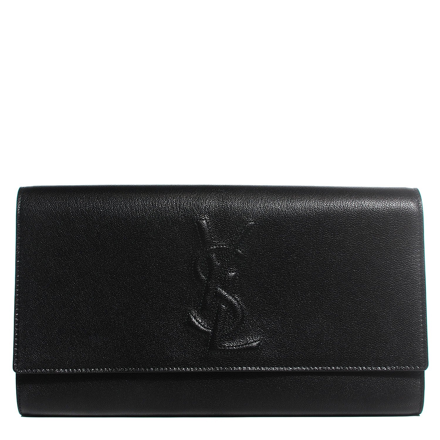 Saint Laurent Calfskin Monogram Large Belle De Jour Clutch Black 1 of 7