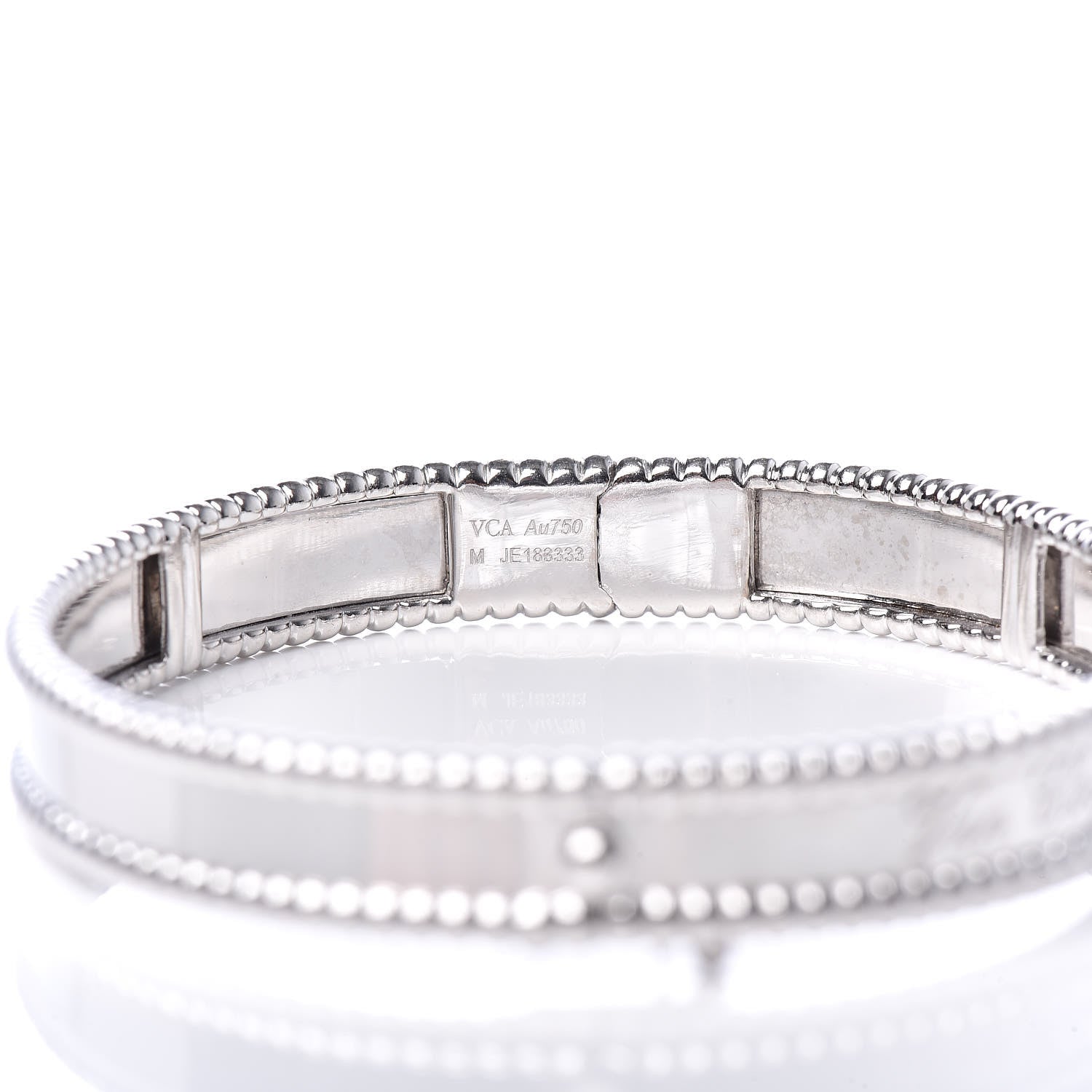 Van Cleef & Arpels 18K White Gold Perlee Signature Bangle Bracelet M 4 of 6