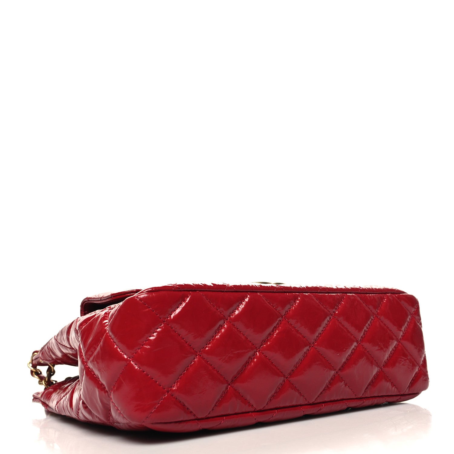 Chanel Shiny Crumpled Calfskin Quilted Wavy CC Hobo Red 4 of 11