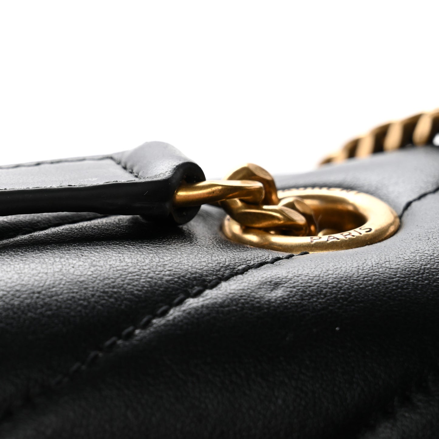 Calfskin Y Quilted Monogram Medium Loulou Chain Satchel Black