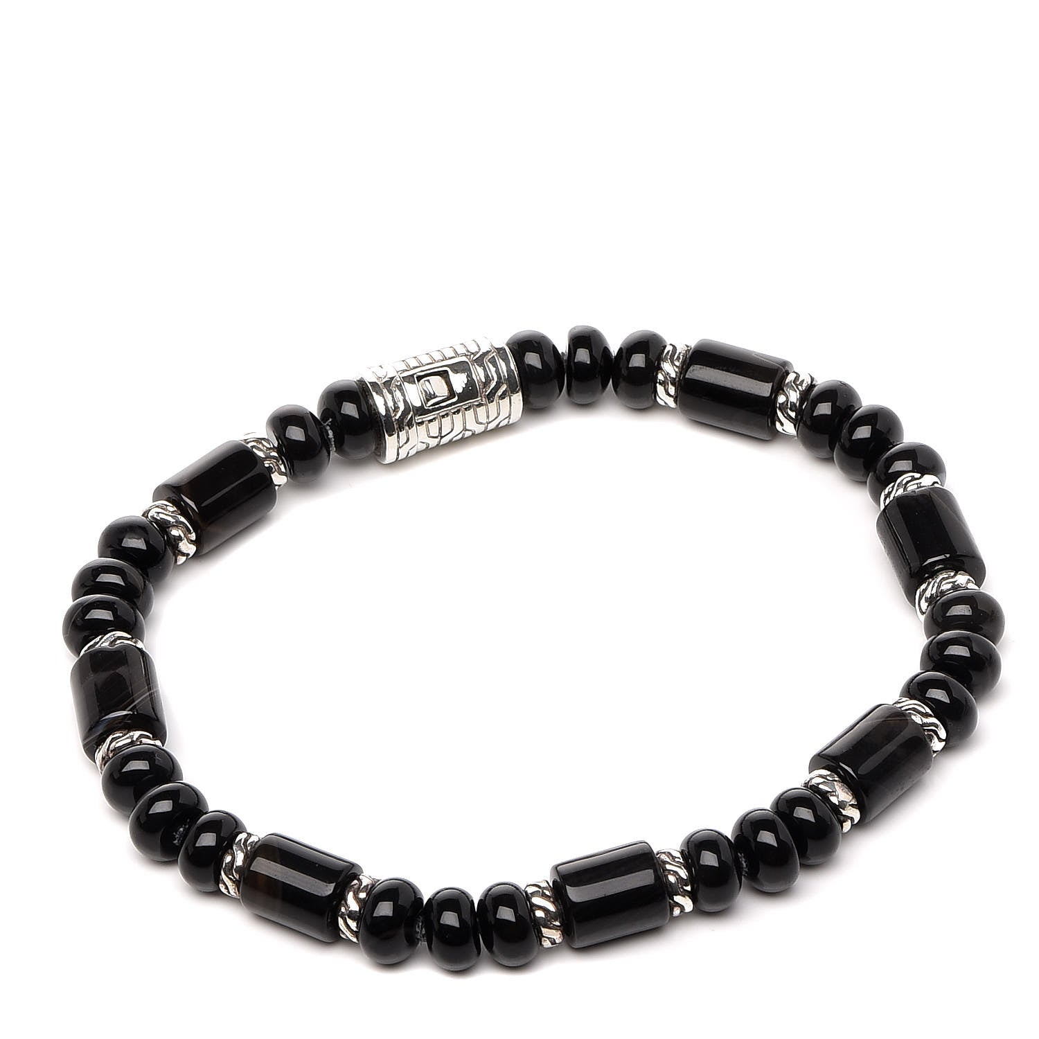 John Hardy Sterling Silver Banded Agate Classic Chain Bead Bracelet 1 of 6