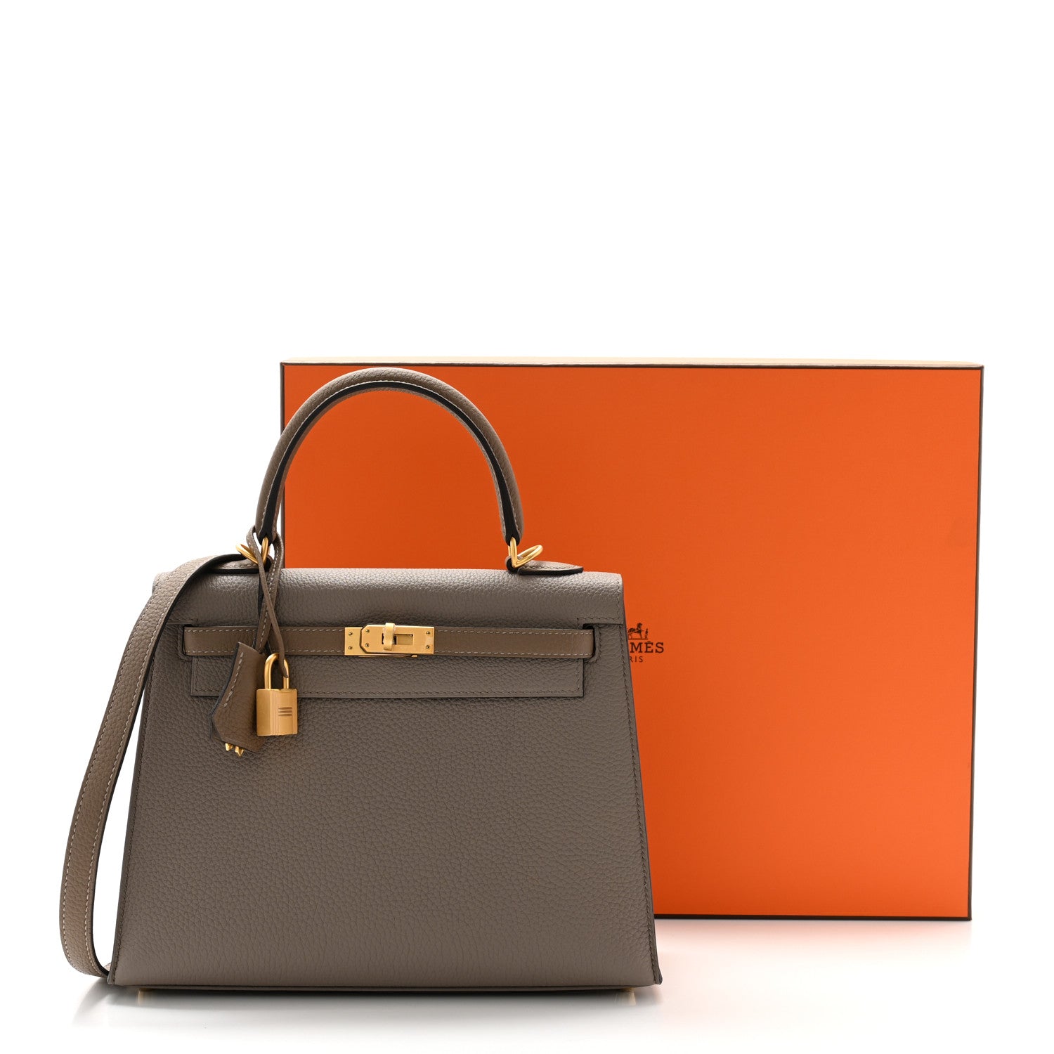Hermes Togo Horseshoe Kelly Sellier 25 Gris Asphalte Etoupe 11 of 11