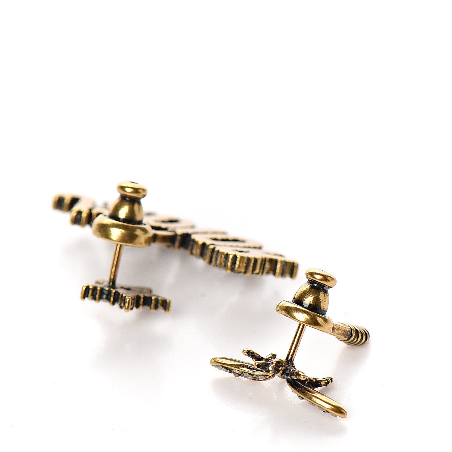 Christian Dior Metal Crystal J'adior Earrings Aged Gold 3 of 5