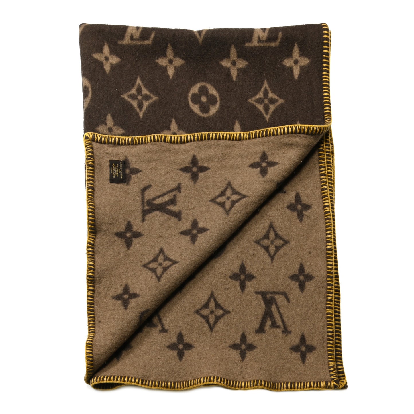 Wool Cashmere Monogram Blanket Marron