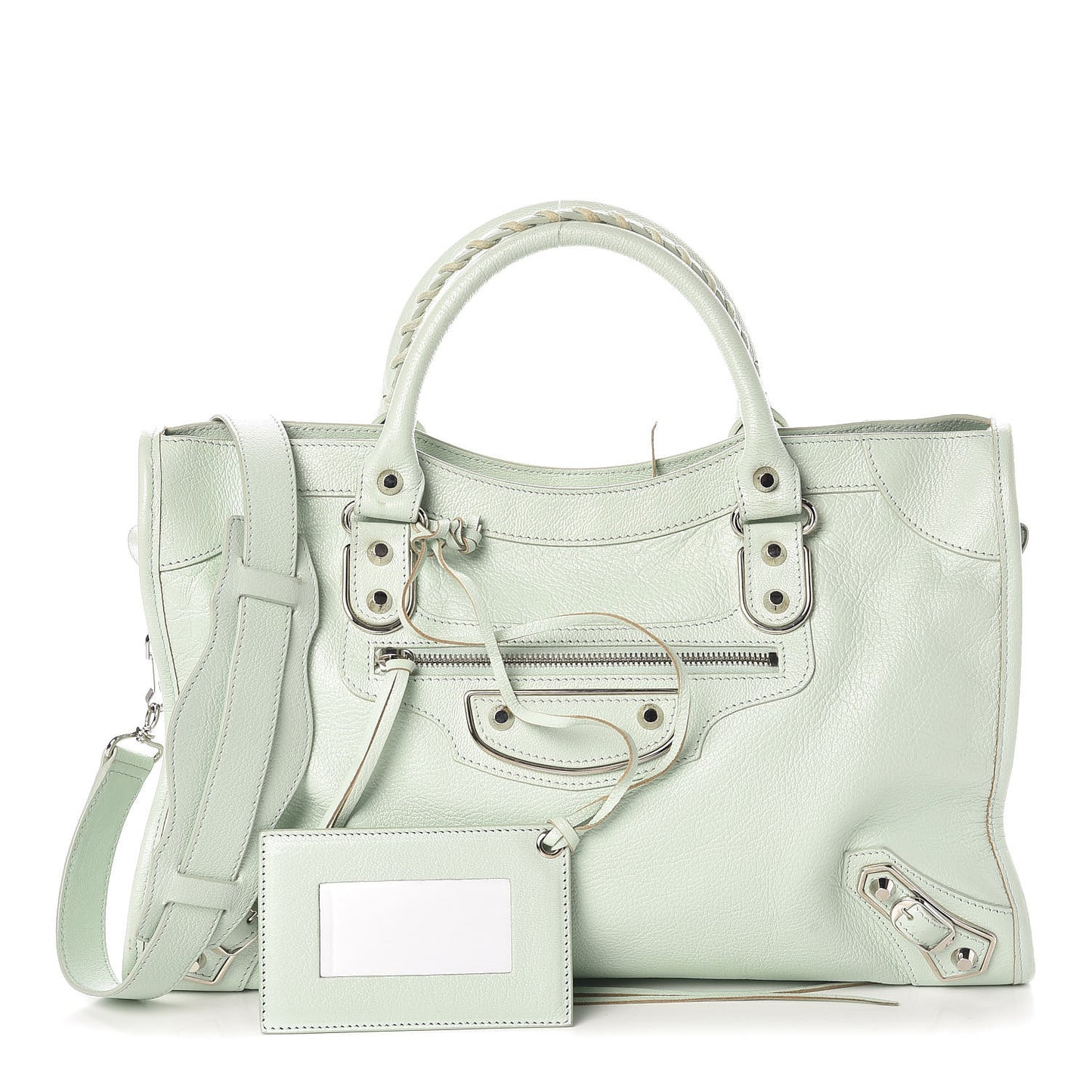 Chevre Silver Metallic Edge Hardware City Vert Anis