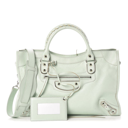 Balenciaga Chevre Silver Metallic Edge Hardware City Vert Anis 1 of 9