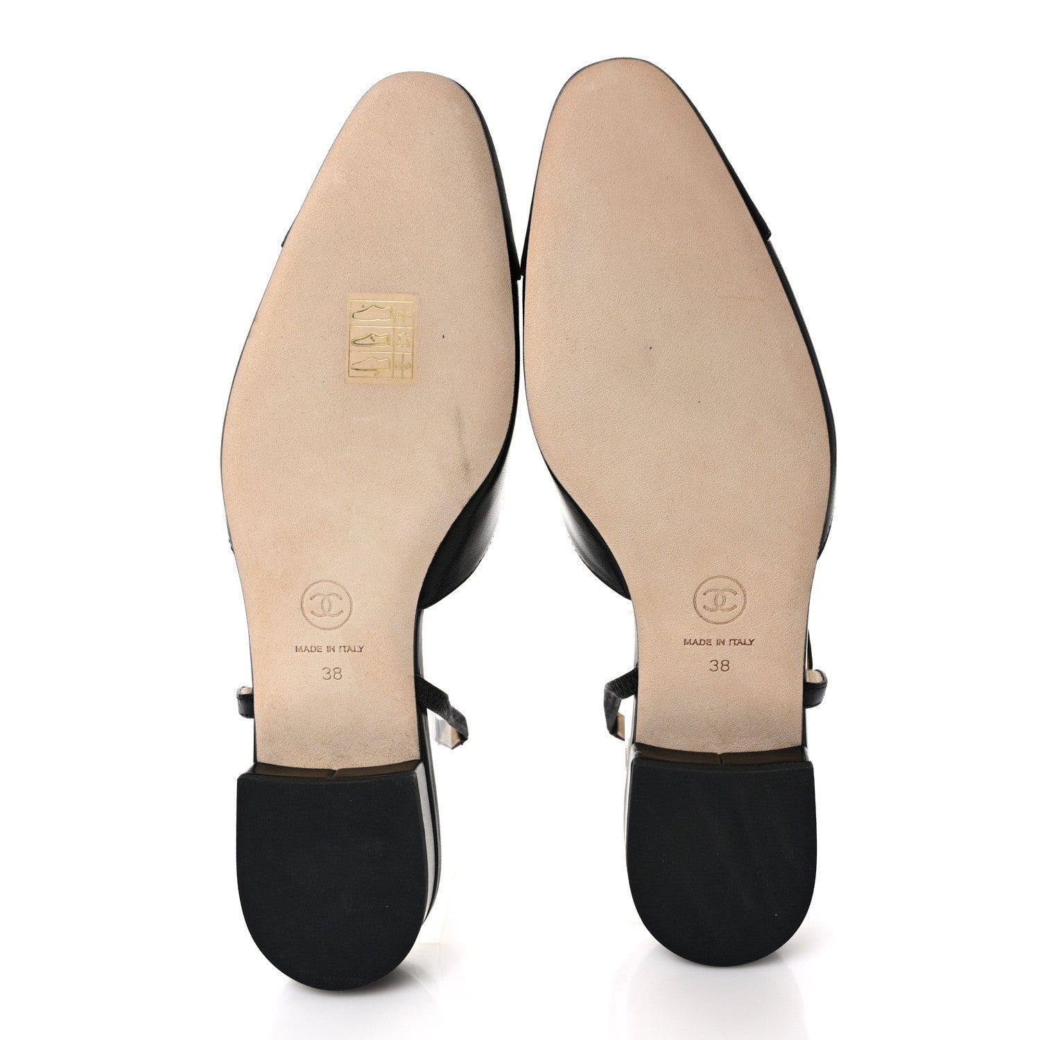 Chanel Goatskin Grosgrain CC Slingback Flats 38 Black 5 of 9