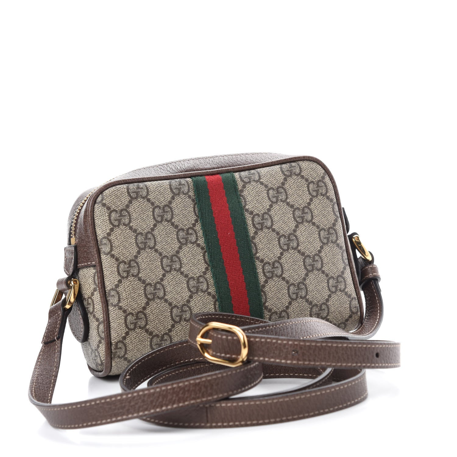 Gucci GG Supreme Monogram Web Mini Ophidia Shoulder Bag Brown 3 of 12