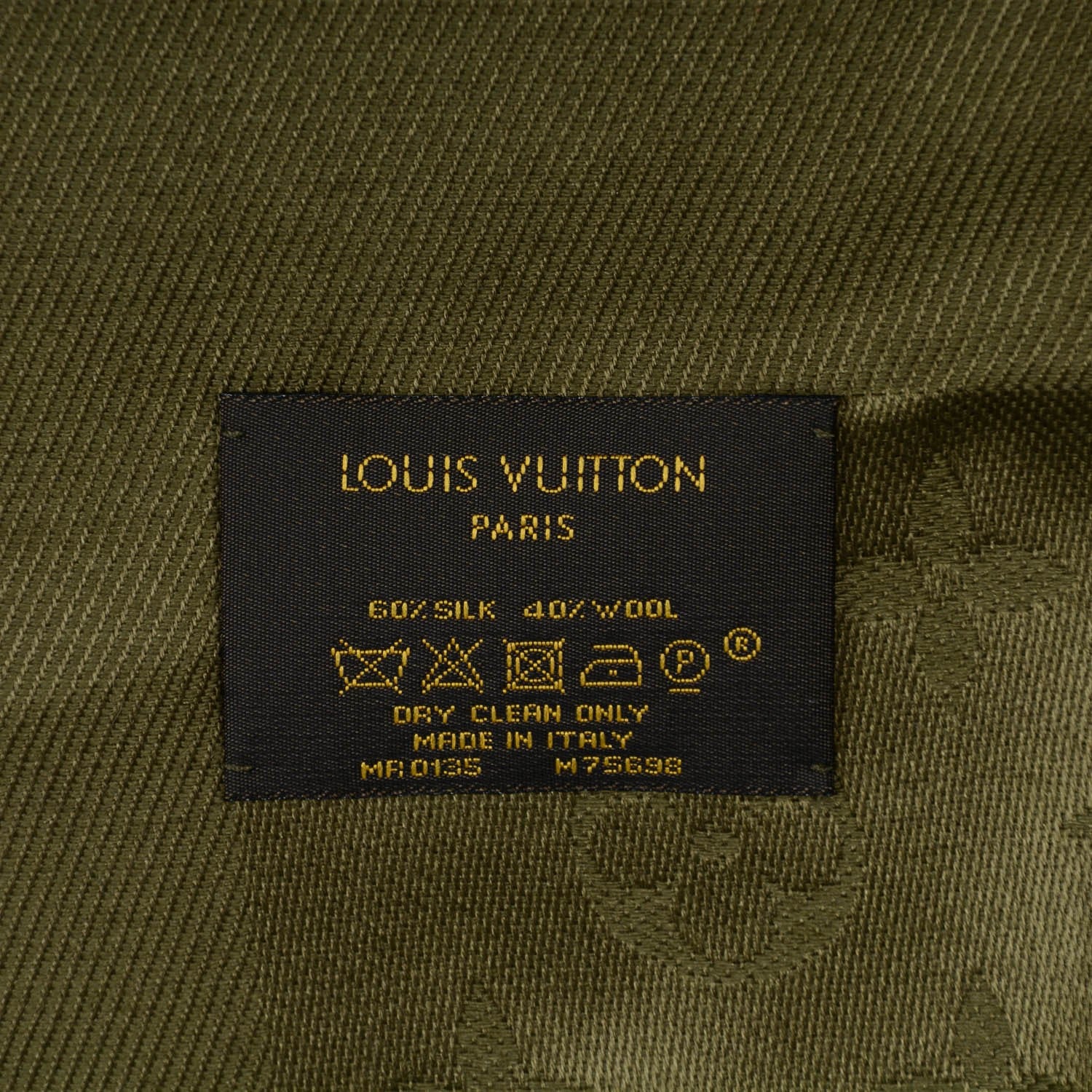 Louis Vuitton Silk Wool Monogram Shawl Kaki 4 of 5