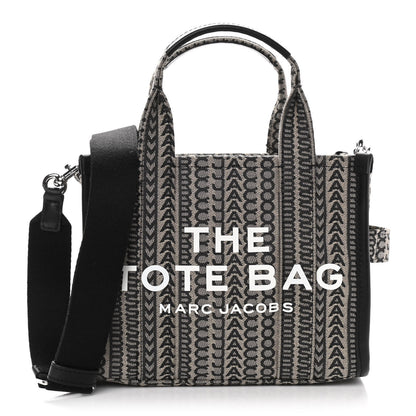 Marc Jacobs Cotton Jacquard Monogram Mini The Traveler Tote Bag Beige Multicolor 1 of 8